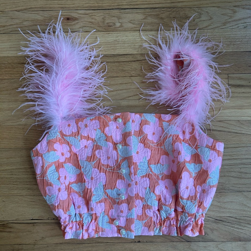 Andreeva Feather Strap Crop Top
